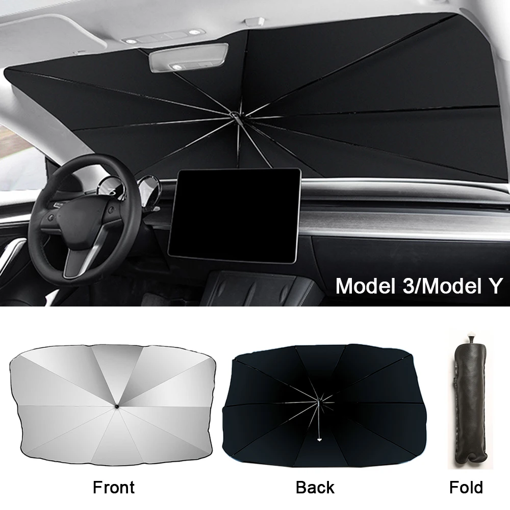 

Foldable Car Sunshade for Tesla Model 3/Y Windshield Umbrella Front Sun Shade Car Seat Heat Insulation Summer Protection Parasol