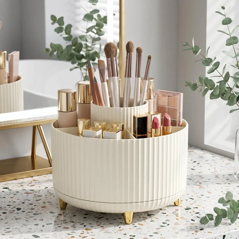 360 °   Organisateur de maquillage rotatif, présentoir à cosmétiques, porte-pinceaux, plateau à parfums, carrousel de rangement pour la coiffeuse et le comptoir de salle de bain