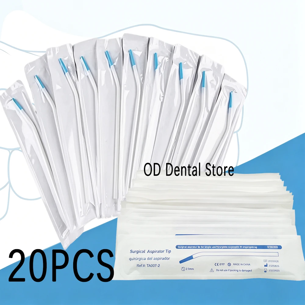 20Pcs Disposable Long Thin Dental Suction Tips Tubing for Dental Clinic Oral Surgery Daily Oral Care Supply Tools