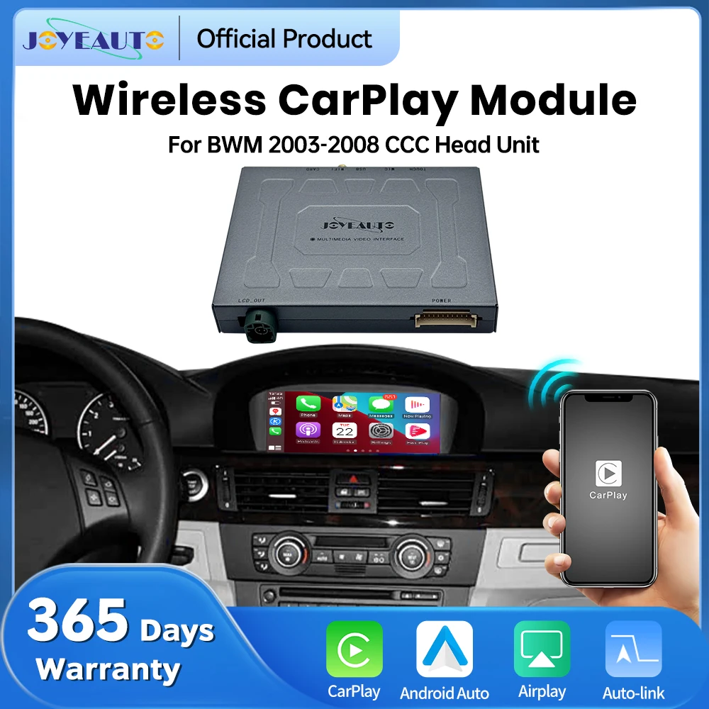 

JoyeAuto Wireless CarPlay Android Auto Retrofit Module for BMW 2003-2008 CCC 8.8″E60 E61 E62 E63 E70 E71 E89 E90 E91 Mirror-Link