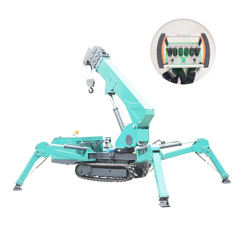 Portable 3Ton Construction Crane Spider Crane All Terrain Hydraulic Telescopic Boom Wireless Remote Narrow Space Operation CE