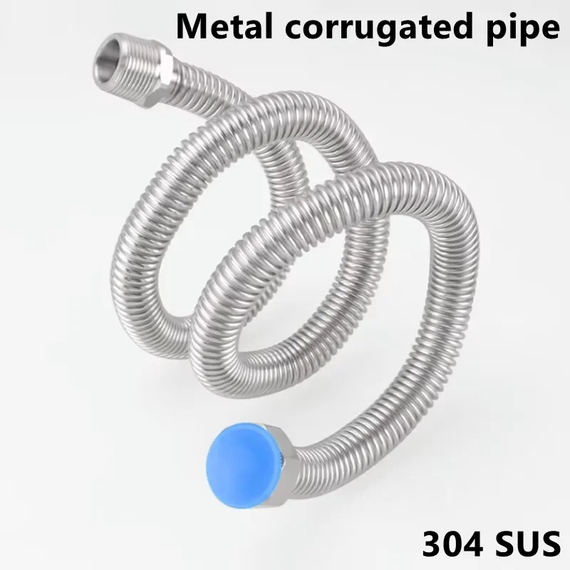 

3/4 Inch 304 SUS Cold Hot Water Pipe Faucet Connection Pipe Garden Water Connection Metal Hose Fish Tank Corrugated Pipe