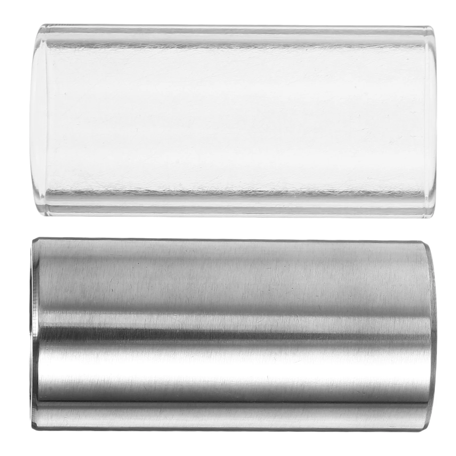 

2Pcs Guitar Slide Medium Bottleneck Glass and Stainless Steel Slide for Guitar Bass Transparent Silver Tone Amplifier