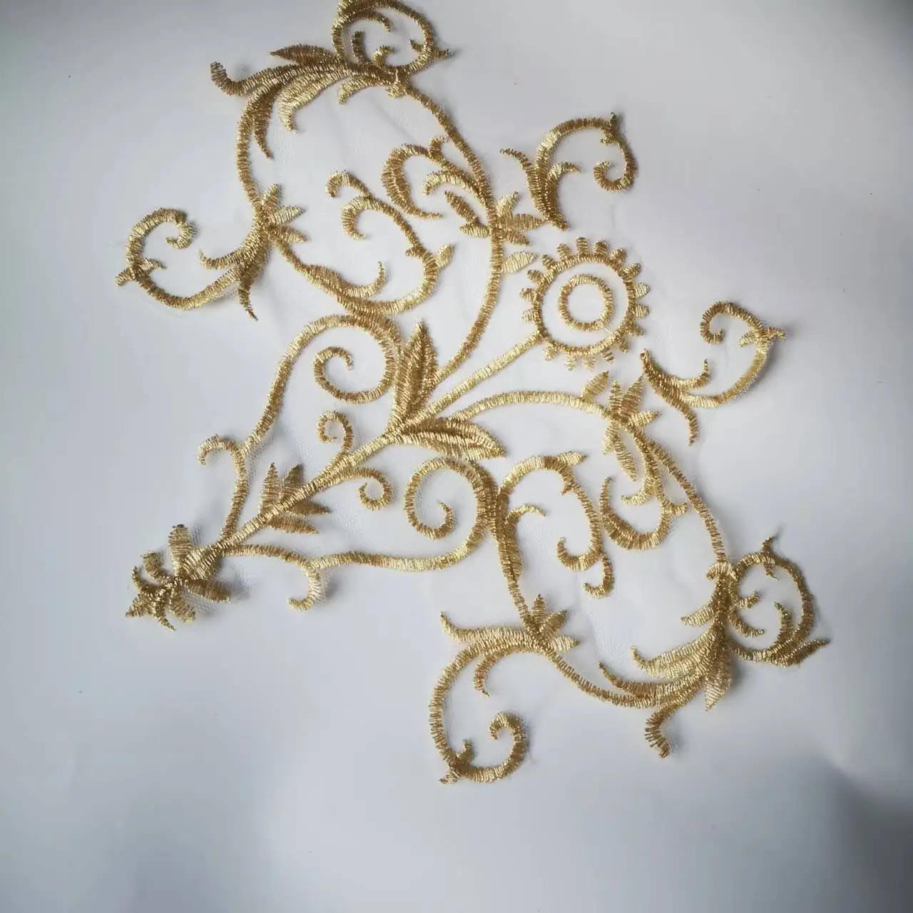 5Pcs 25X20cm Gold Stage Costume Accessories Embroidery Lace Hand-stitched Corsage Applique Lace Embroidery