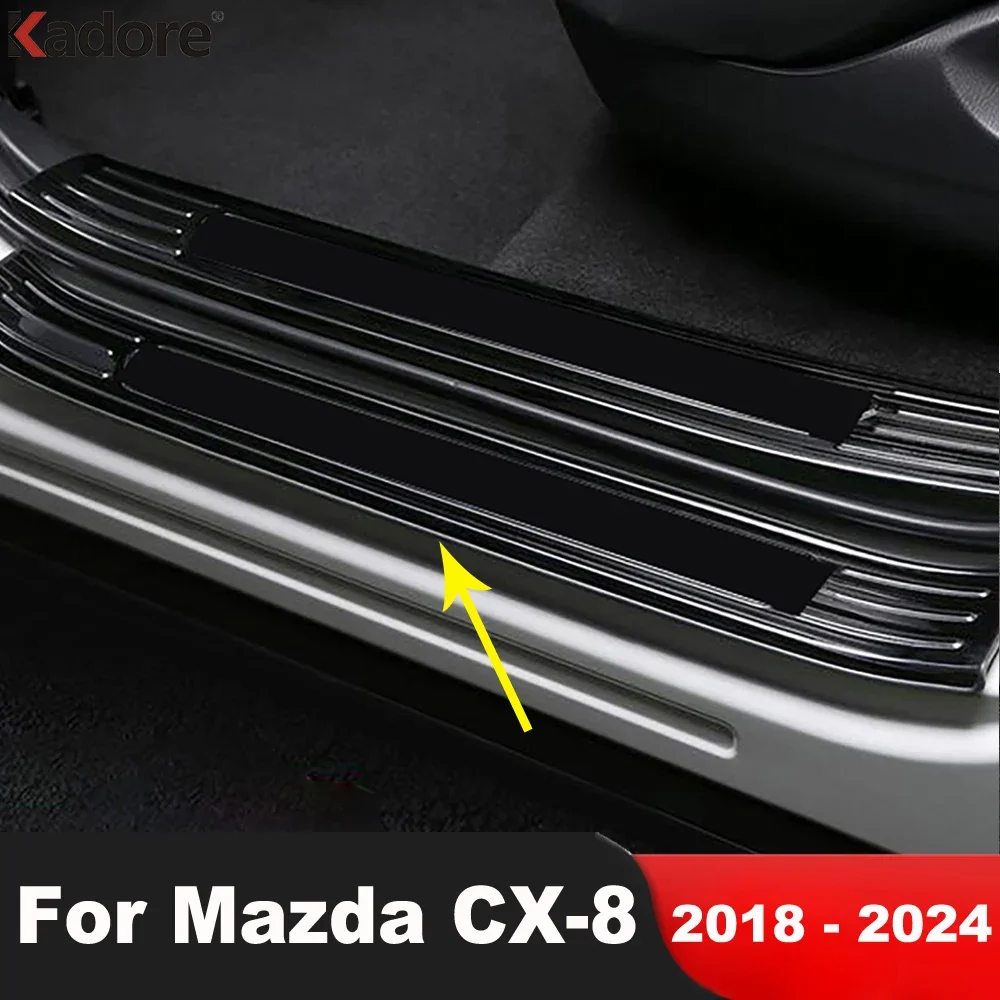 For Mazda CX8 CX-8 2018-2020 2021 2022 2023 2024 Steel Door Sill Scuff Plate Cover Trim Welcome Pedal Guard Pad Car Accessories