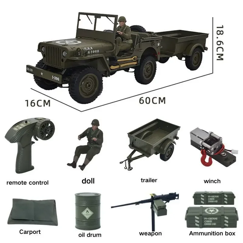 

JJRC C8815 Rc Car 1941 JEEP WILLYS 2.4g 4wd RTR Crawler Climbing Scale Military Truck Off-road Vehicle Toy Gift for Children