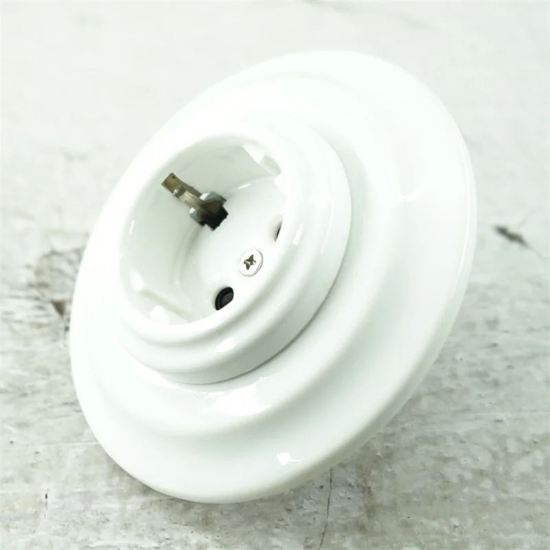 Tomada de Parede Elétrica Vintage para Casa Cerâmica Elétrica Montagem Nivelada Schuko Porcelana