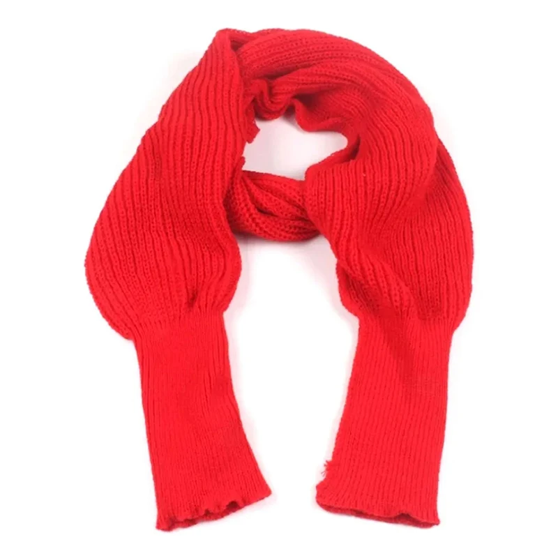 Bufanda multifuncional de invierno para mujer con mangas largas, chal tejido cálido para otoño, bufanda gruesa de Color sólido, capa 2025