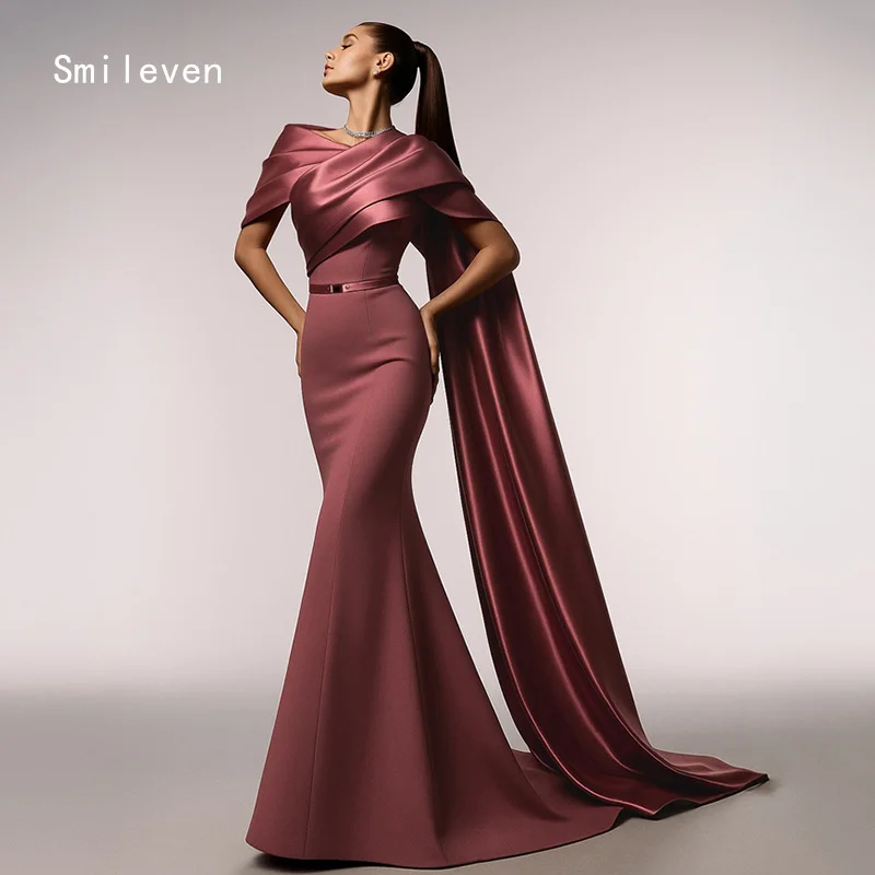 فستان Smileven أنيق حورية البحر للحفلات الراقصة شال متقاطع رداء حفلات قبالة الكتف فستان مناسبات مخصص 2026