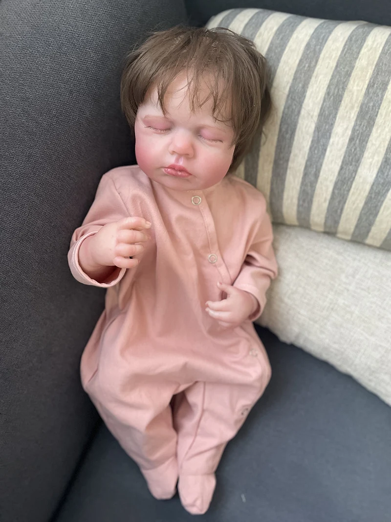 49CM neonato Loulou sleeping Reborn Dolls pelle realistica 3D con vene visibili bambola fatta a mano di alta qualità immagine reale