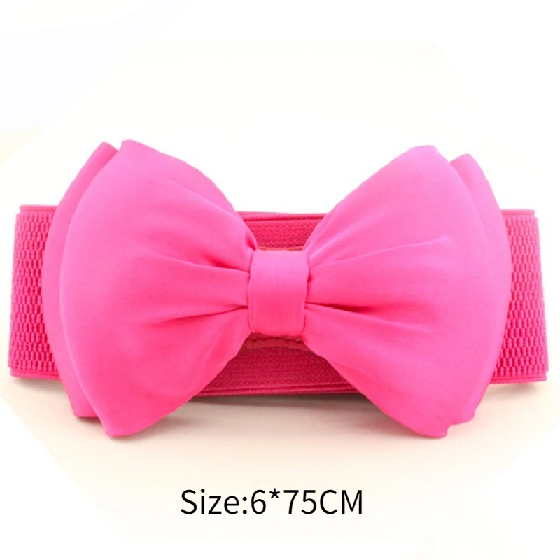 حزام عريض مرن للنساء، حزام حلو على الموضة الكورية مع فيونكة كبيرة، فستان أنيق متعدد الاستخدامات للنساء