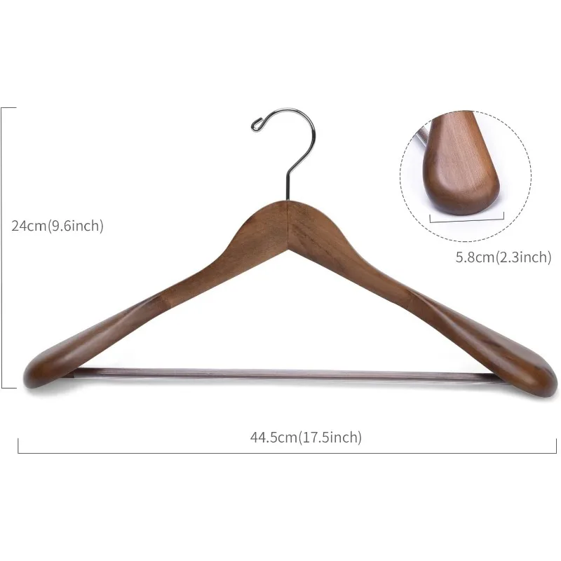 Luxury Wooden Suit Hangers 6 Pack Wood Coat Hangers Jacket Outerwear Shirt Hangers,with Extra-Wide Shoulder, 360 Degree