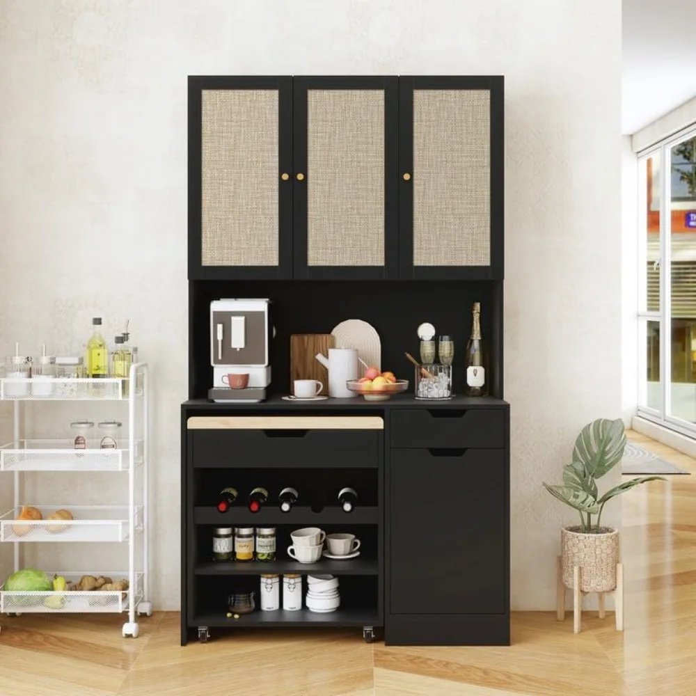 

69.29" Kitchen Pantry Storage Cabinet, Modern Buffet Cabinet with Kitchen Cart Hutch with Microwave Stand, Food Pantry Cabinet