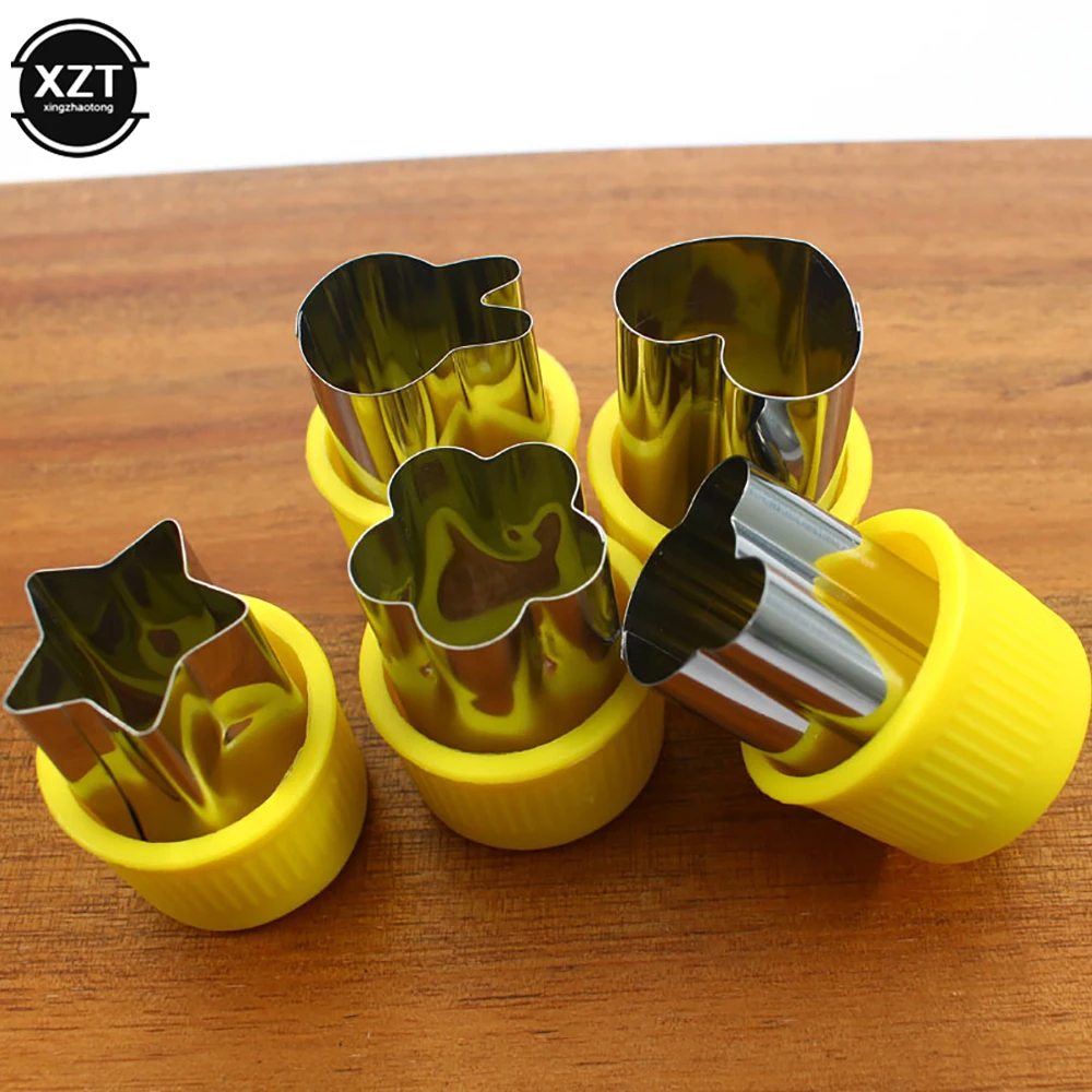 5 pezzi tagliaverdure forme Set fai da te tagliabiscotti fiore per bambini a forma di dolcetti frutta Cutter stampo cottura integratore alimentare