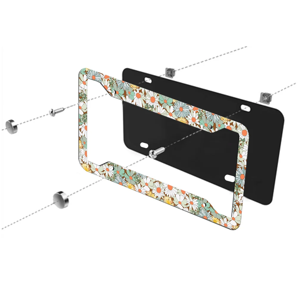 Small Daisy License Plate Frame Floral License Plate Frame Color Advanced Sense License Plate Frame Front And Rear
