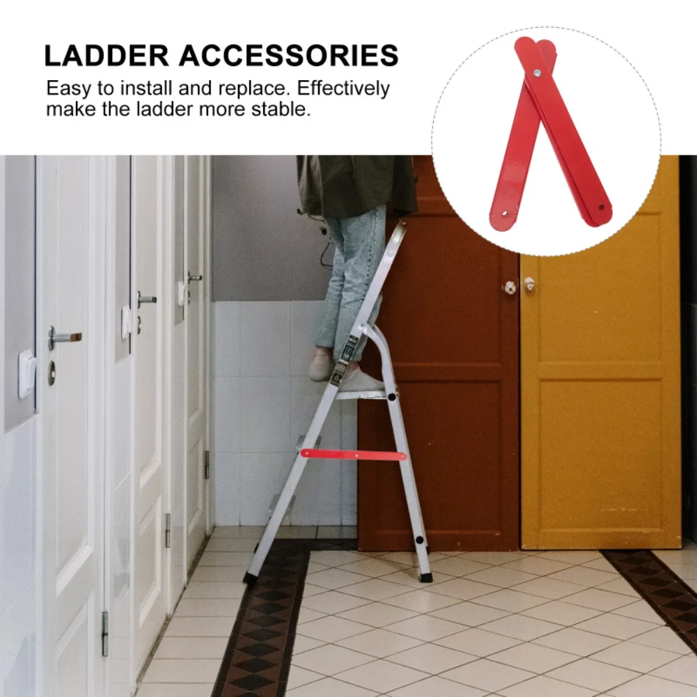 2pcs Aluminium Ladder Hinge Replacement Kit With Red Pull Rod For Loft And Folding Ladder Repair Home Hardware