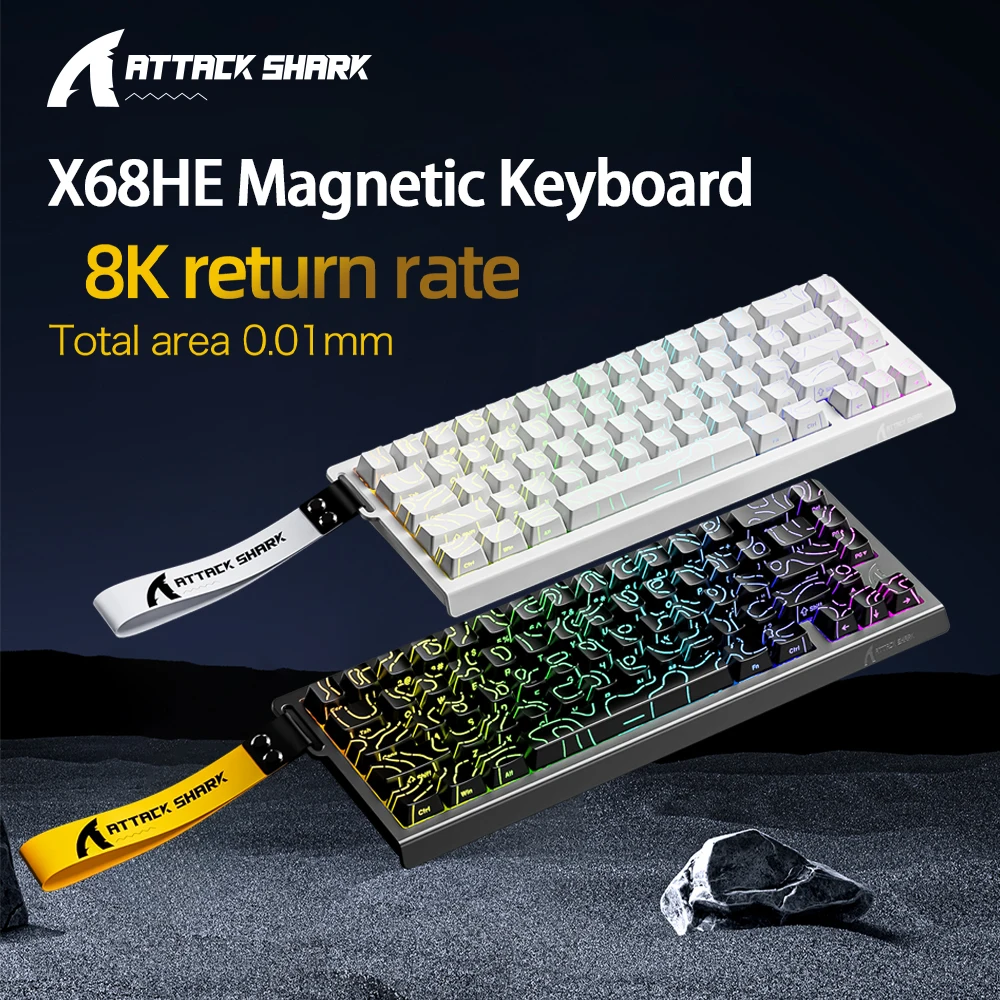 ATTACK SHARK X68HE Wired Hall Effect Magnetic Switch Gaming Keyboard 8K Polling Rapid Trigger SOCD RGB 65% Low Latency
