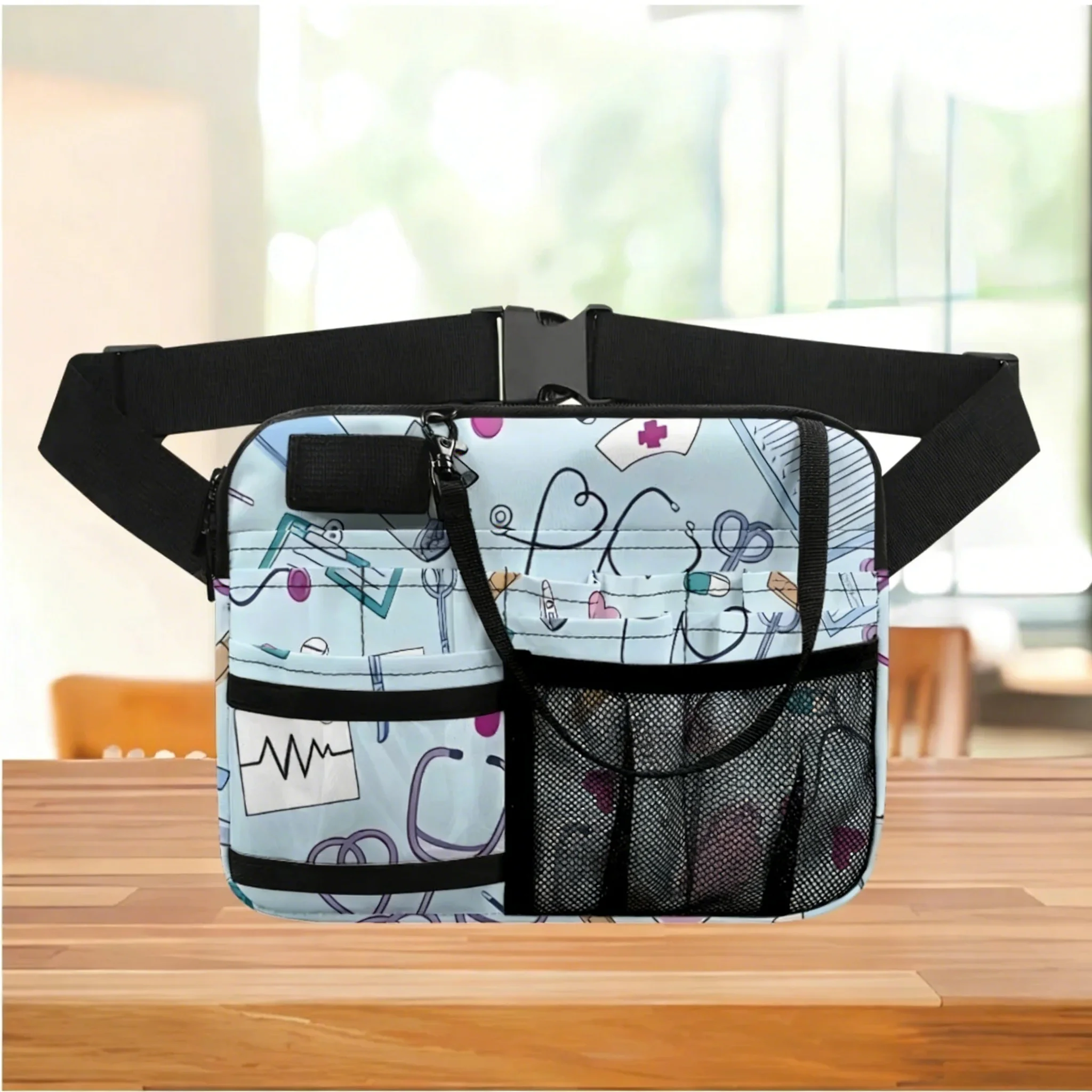 

Healthcare Nurse Print Belt Bag Adjustable Waist Strap Organizer Pouch Print on Demand Multi Compartment Utility Hip Bag Case