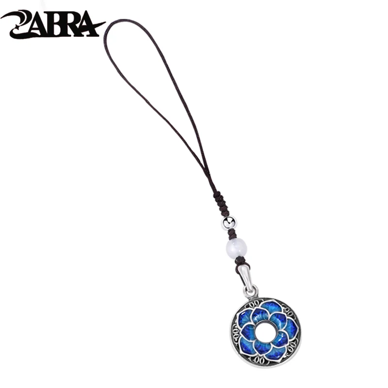 ZABRA 990 Sterling Silver Lotus Safety Buckle Pendant for Men and Women, Fashionable Mobile Phone Chain Pendant Accessories