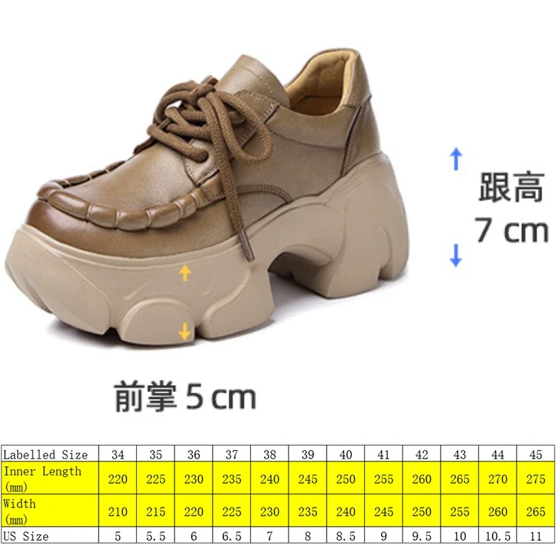 Fujin 7cm Fashion Autumn Spring Casual Ladies Shoes Sneakers Women Genuine Leather Platform Wedge Super Thick Female Moccasin