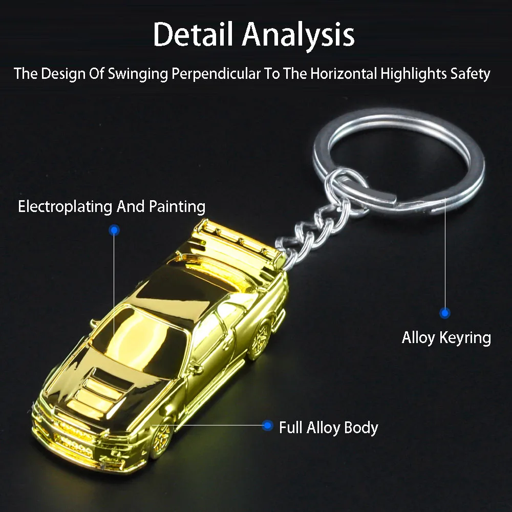 1:64 GTR R34 Audi RS7 Electroplate Alloy Toys Model Car Key Chain Diecasts Metal Exquisite Spray Painting Pendant Ornament Gifts
