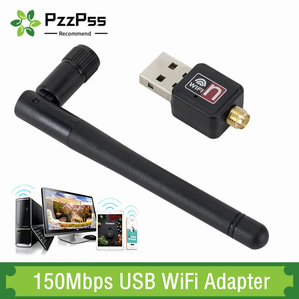 PzzPss 150Mbps USB 2.0 WiFi Wireless Network Card 802.11 b/g/n LAN Adapter With Rotatable Antenna For Laptop PC Mini WiFi Dongle