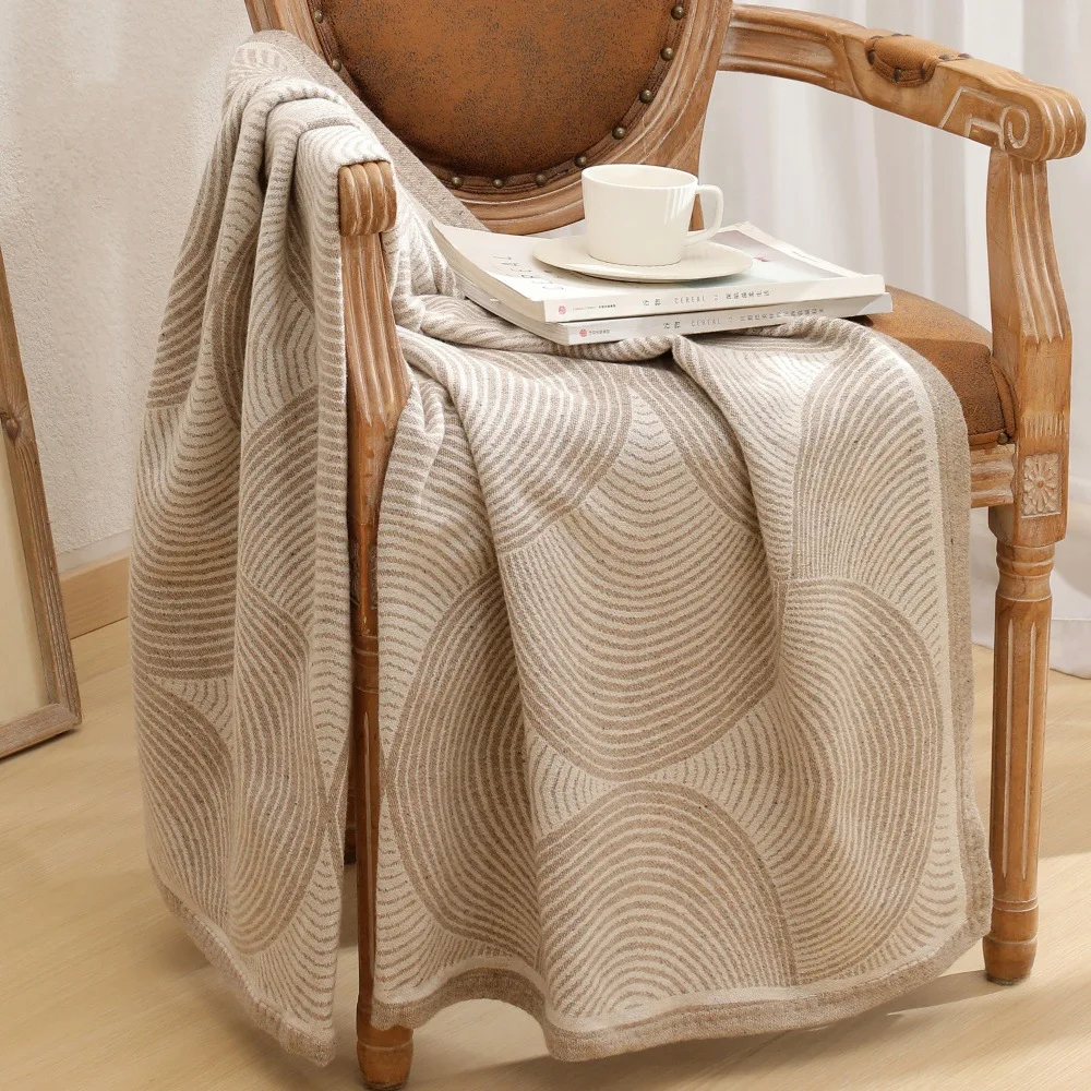 

Geometric Swirl Knit Plaid Throw Blanket for Sofa Couch Bed Winter Decor Bedspread Coverlet Oversized Soft Travel Queen King XXL