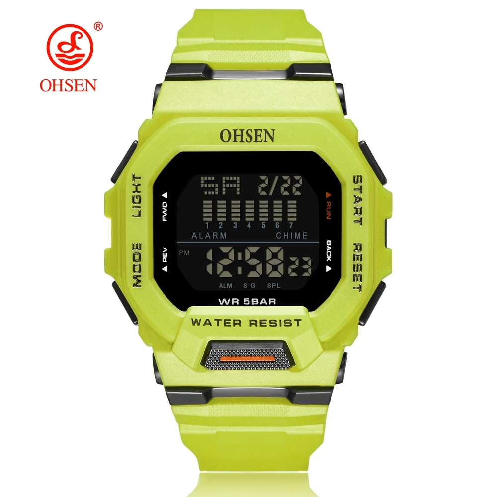 

Fashion OHSEN Hombre Male Digital Watches 5ATM Dive Man Mens Sports Green Wristwatches Hand clocks Man Watch Reloj Masculino