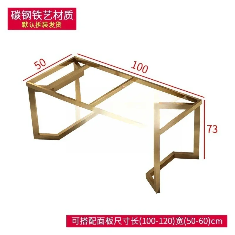 Light luxury stainless steel table foot rock slab, bracket wrought iron marble metal frame coffee table carbon 4