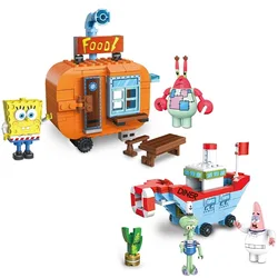 SpongeBob SquarePants Building Blocks Krusty Krab Restaurant Squidward Tentacles boat checkout Counter Bricks Toy Set Kids Gifts