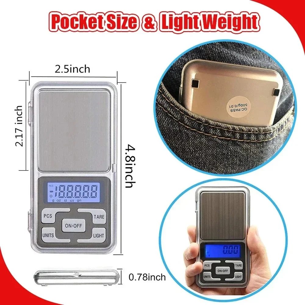 Mini Electronic Scales High Precision Pocket Digital Scale for Gold Sterling Jewelry Balance Gram For Kitchen Scale 500gx0.1g