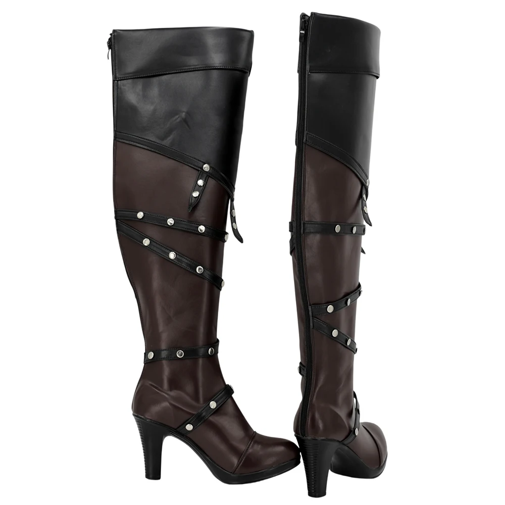 Yennefer of Vengerberg Cosplay Boots Brown High Heel Shoes Custom Made Any Size