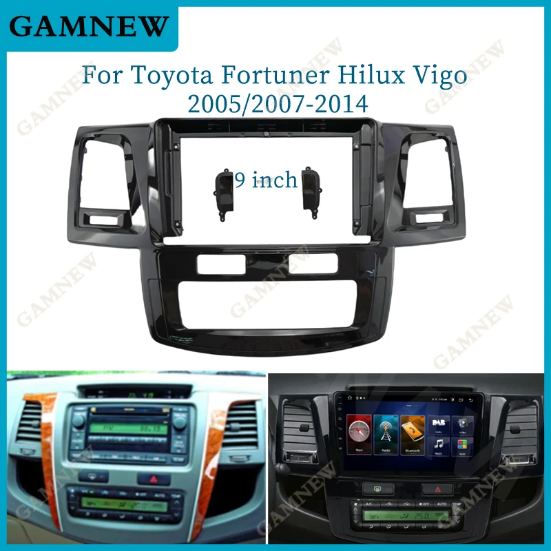 

9 Inch Car Frame Fascia Adapter For Toyota Fortuner Hilux Vigo 2005/2007-2014 Android Radio Dash Fitting Panel Kit