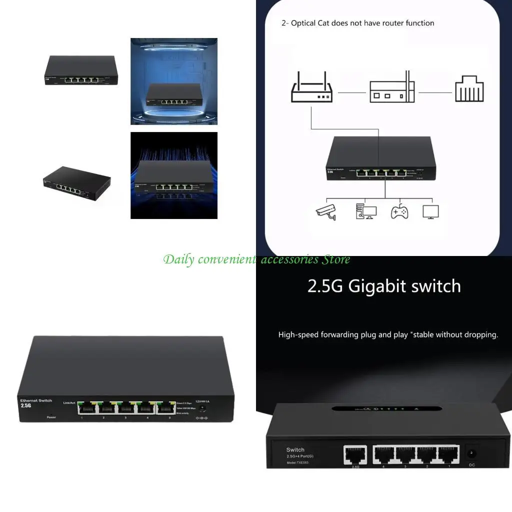 

97QB Unleash Fast 2.5Ghz Multi Gigabit Desktop Hub Perfect for Gaming &Office