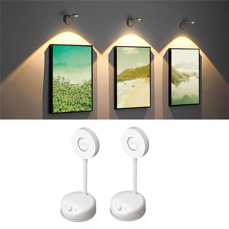 LICE-2 Buah Lampu Gambar Sensor Gerak LED Dioperasikan Tempat Lilin Dinding Isi Ulang Putih Dapat Diredupkan 3 Suhu Warna, 360 ° Rotasi 220
