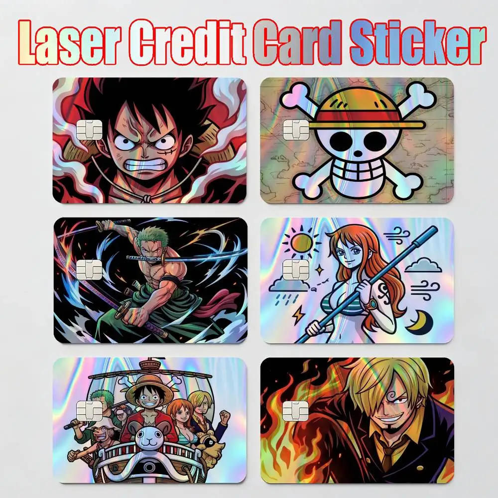 poster ONE PIECE LUFFY ZORO ACE Laser Reflective Card Skin Sticker For Debit Credit Card