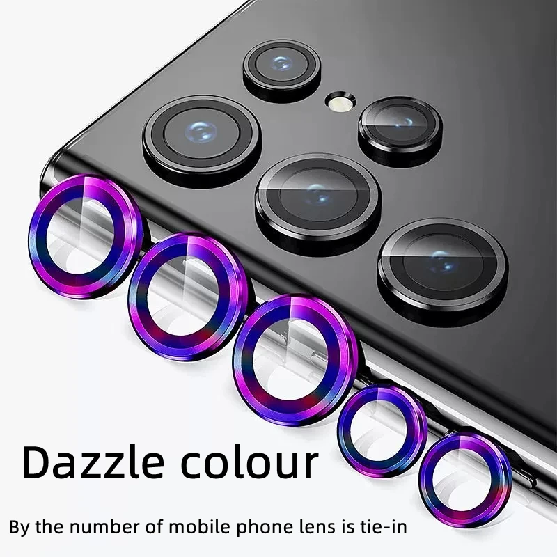 Shiny Colorful Camera Lens Protector Glass for Samsung S23 Ultra Plus Full Cover Lens Metal Protector Ring for Galaxy S22 Ultra