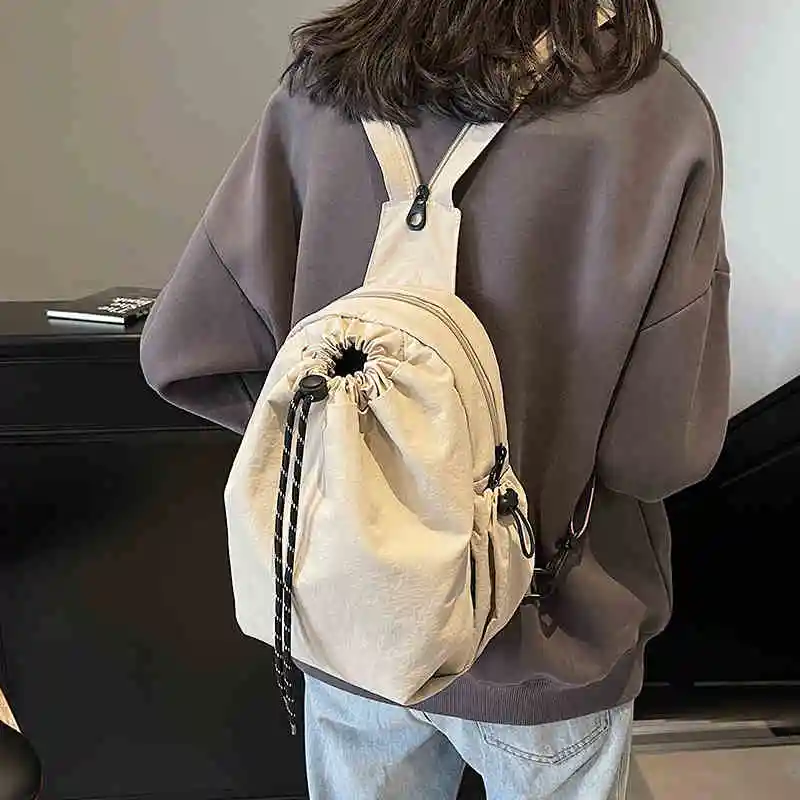 

Fashion Travel Backpack Women Large Capacity Versatile Crossbody Chest Bag 2025 New Casual Student Drawstring School Bags