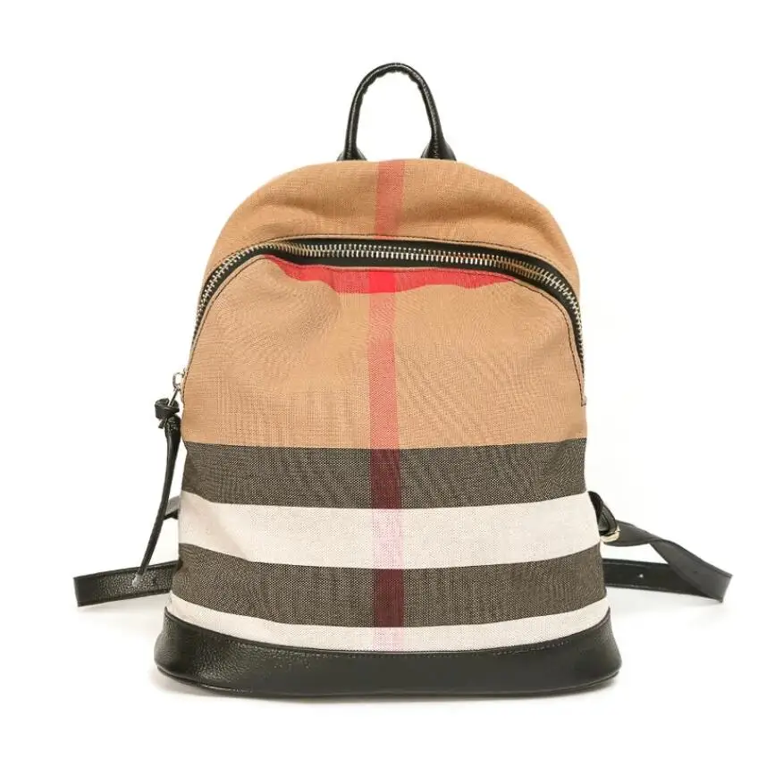 Women Large Capacity Backpack Purses  Plaid Hit Canvas Female Vintage Bag School Bags Travel Bagpack Ladies Bookbag Rucksack