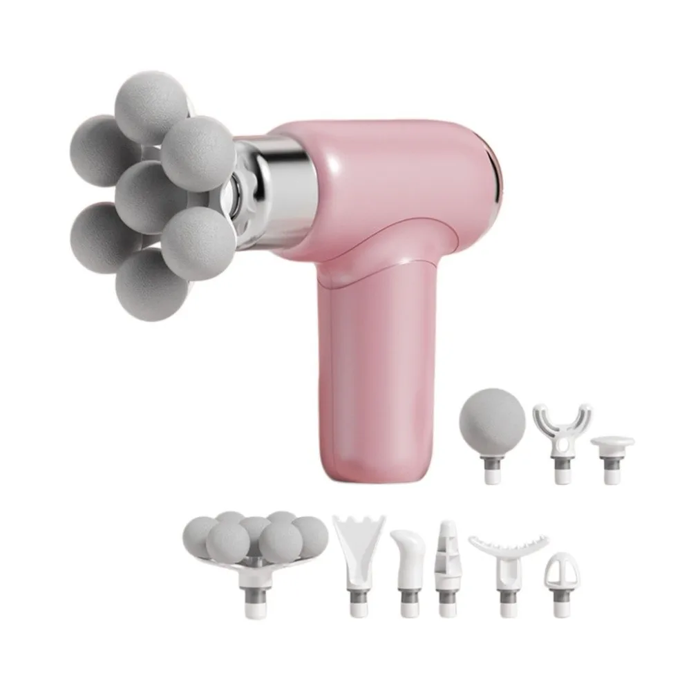 9 Replaceable Heads 7 Balls Muscle Massager Compact Size Handheld Fascia Machine Massager Rechargeable Adjustable 6-speed