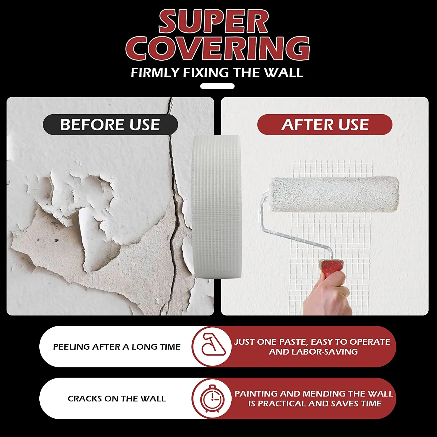 Drywall Joint Tape Self-Adhesive Fiberglass Drywall Mesh Tape for Wall,Sheetrock,Ceiling Crack Repair