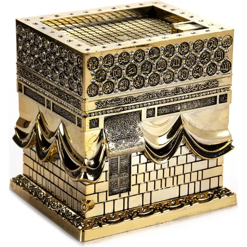 

Large Kaaba Miniature Model Religious Gift Trinket Stylish Gold Color Islamic Sacred Decor Muslim Home 100% Cast Zamak Iron Mate