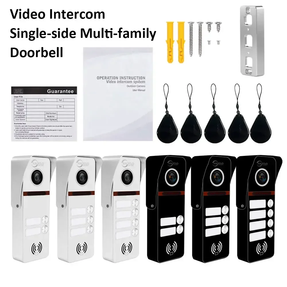 ANJIELO Video Intercom Multi-family Single-side Doorbell Metal Compatible with CVBS, 720P, 1080P Adjustable, Night Vision, 160°