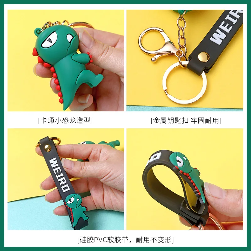 Miniso car children's keychain pendant, mini keychain pendant, 3D dinosaur statue, bag pendant