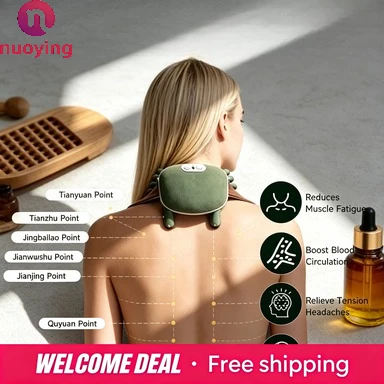 Kabelloses Knetmassagegerät NUOYING, Elektrischer Nacken-Schulter-Rücken-Massager, Tragbares Entspannungsgerät zur Linderung von Trapezmuskelermüdung