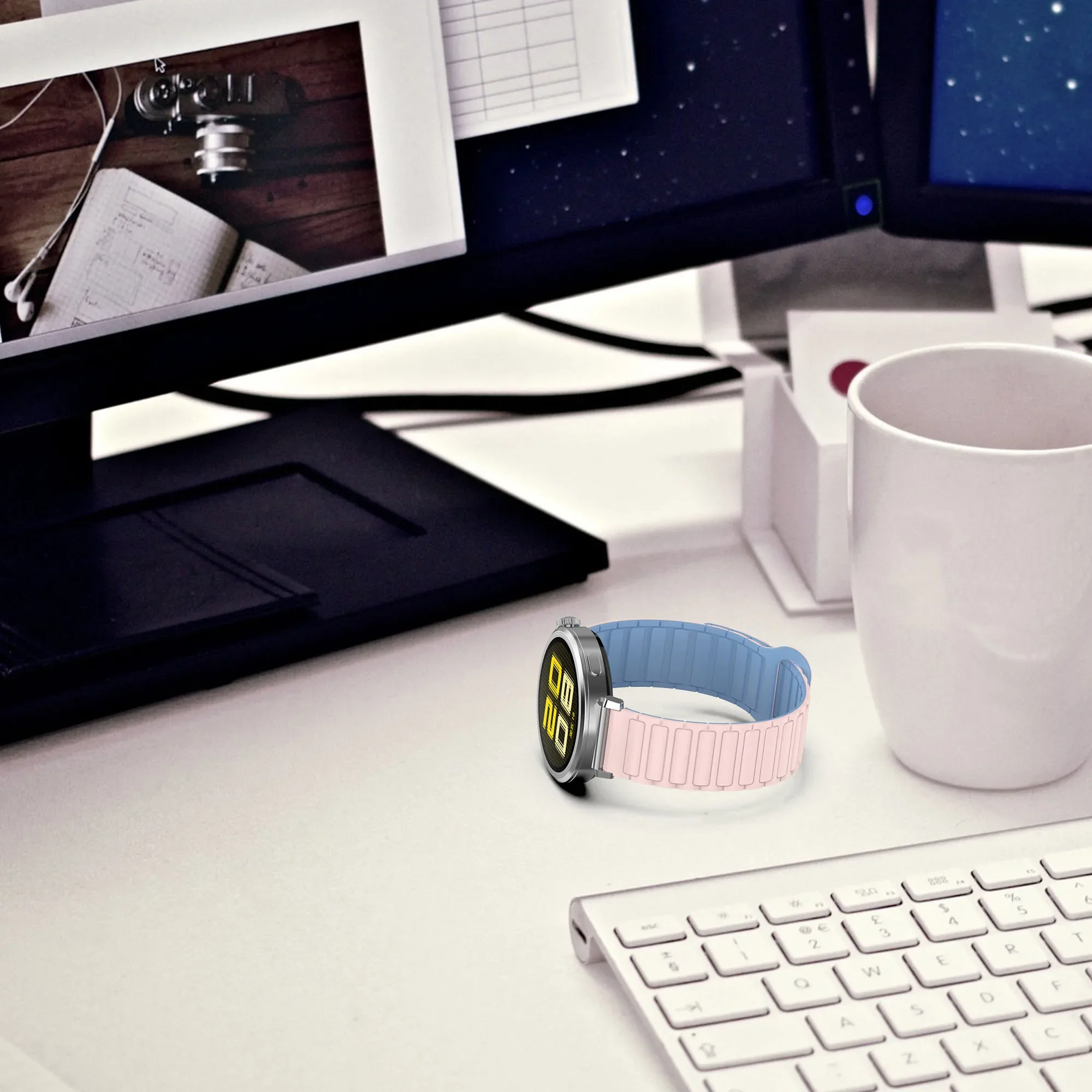 Cinturino magnetico in silicone da 20 mm per AXTRO Fit 3 / Fit 4 / Actxa Tempo 4c 5c per Haylou LS02 / RS4 Plus Bracciale uomo donna