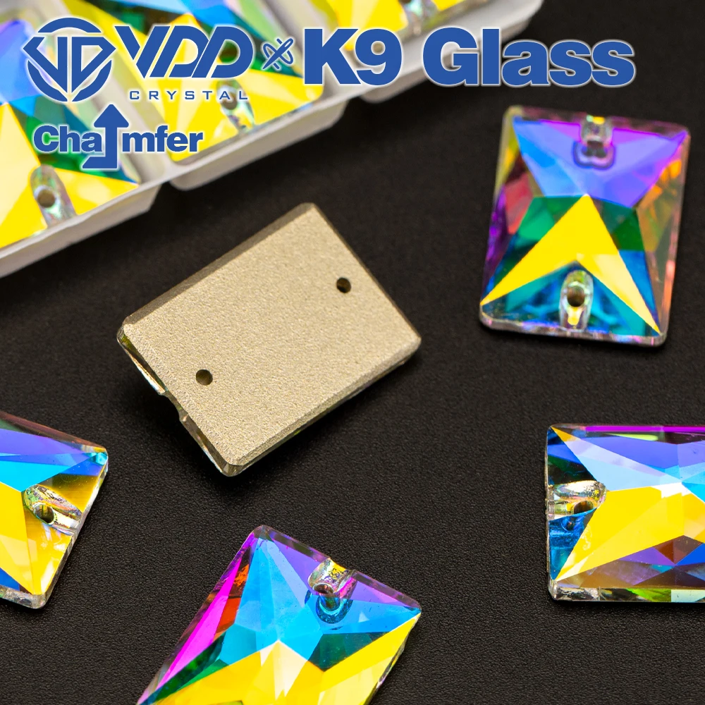 VDD Rechteckige AAAAA Top-Qualität K9 Glas aufnähbare Strasssteine, Nähkristalle, AB Flachrückseite Steine für Handarbeiten, Kleidung und Accessoires – Detail 7