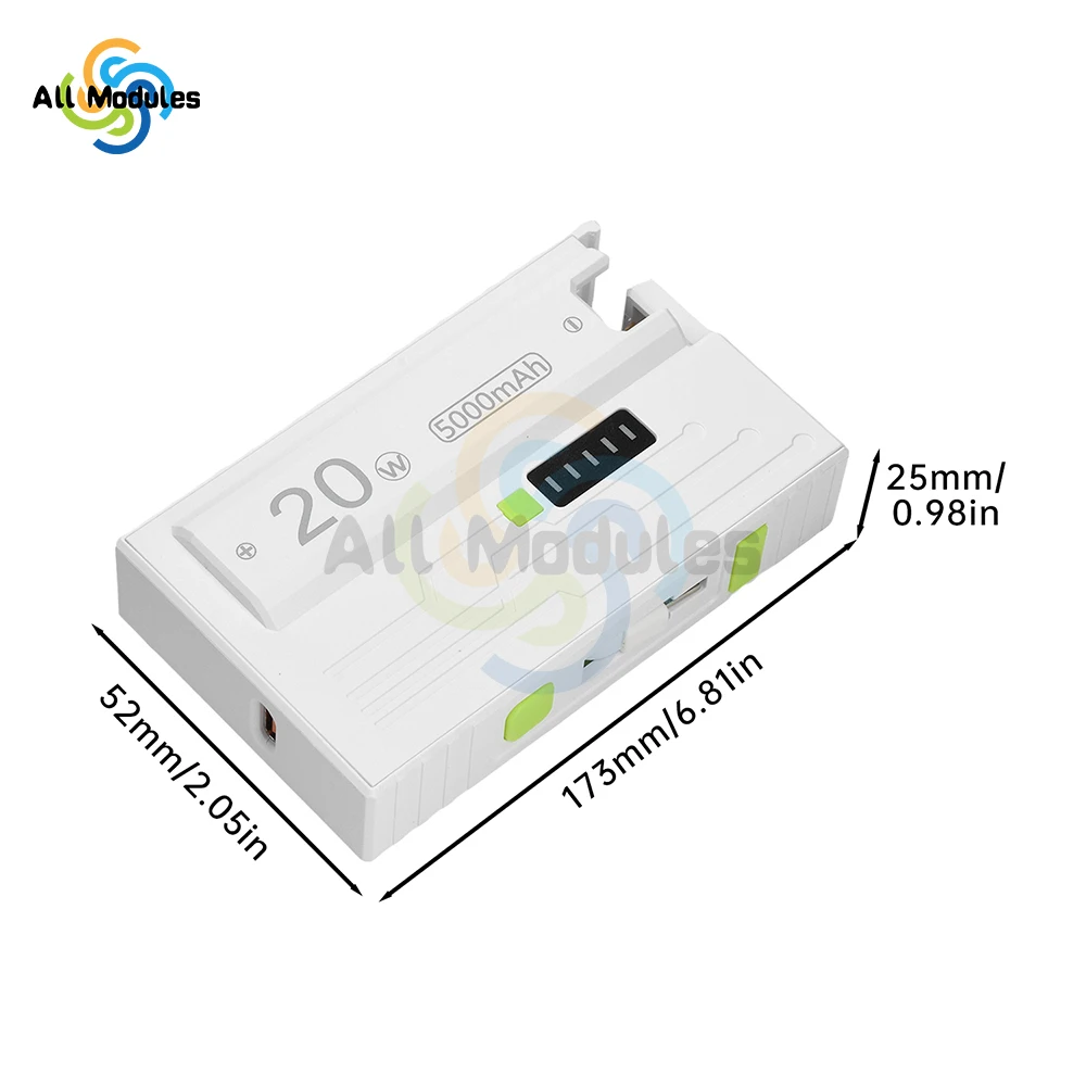 

1*21700 Battery Box DIY Kit Battery Charger Case DIY Power Bank Box 20W Fast Charging For Phone Charging Not Including Batteries