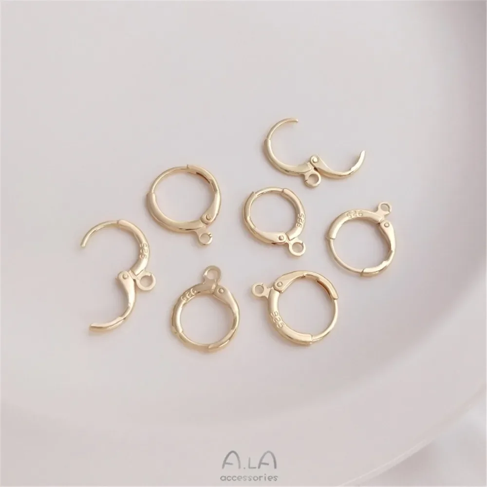 

14K gold plated steel seal 925 round earclip European earring diy earring accessories