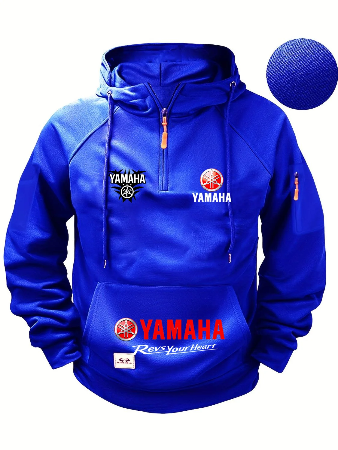 2025 جديد ياماها الخريف والشتاء الرجعية الوزن الثقيل الرجال الصوف مقنعين البلوز طويلة الأكمام دراجة نارية سترة غير رسمية #2